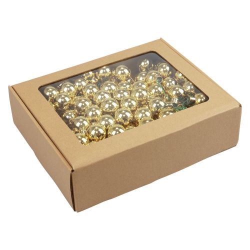 Floristik24 Joulupallot lanka lasi peili marjat kulta 2,5cm 140 kpl