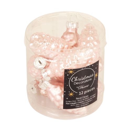 kohteita Joulukartio lasi Pinkki lasikartio Joulu 6,5cm 10p