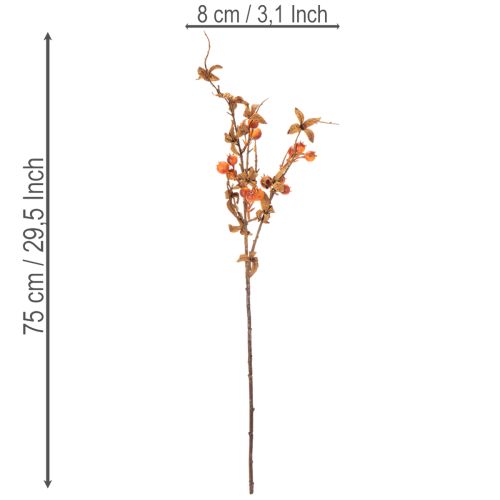 Keinotekoinen orapihlajan oksa, syyskoriste, 75cm | Floristik24.fi