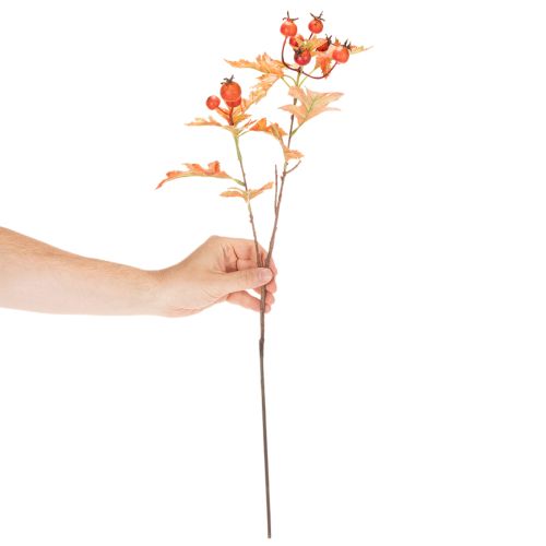 Keinotekoinen orapihlajan oksa lehdillä ja marjoilla, 62 cm | Floristik24.fi