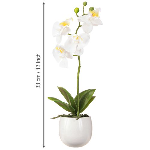 kohteita Valkoiset orkidea-tekokukat ruukussa Phalaenopsis K33cm