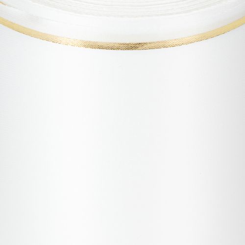 kohteita Valkoinen kranssinauha kultareunalla tietokoneella tulostukseen, satiininauha, vedenpitävä, 25 m x 125 mm