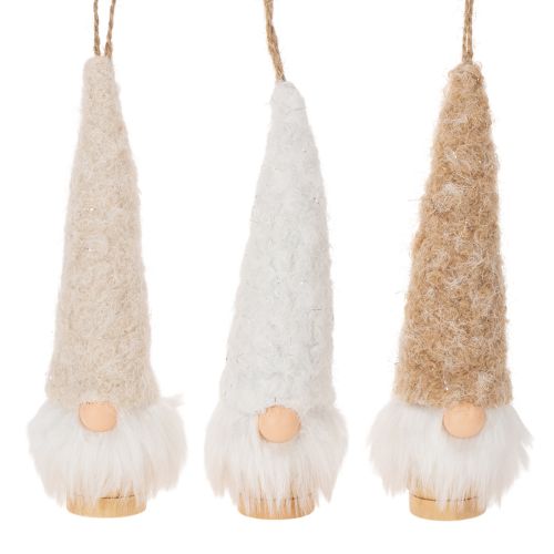 Koristeellinen tonttuhahmo parralla ripustettavaksi, 17 cm, 6 kpl