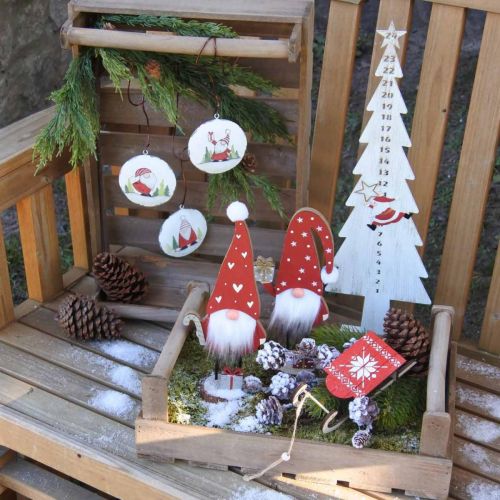 Floristik24 Jouluriipus gnome metallipuukoristeet Ø8cm 6kpl