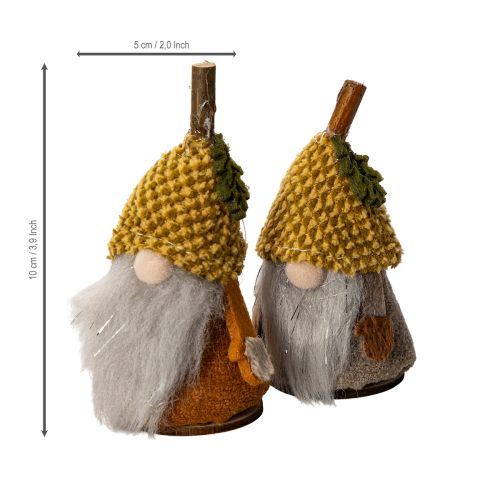 Tonttuhahmosetti neulotulla hatulla ja tammenterholla, 10 cm, 6 osaa | Floristik24.fi
