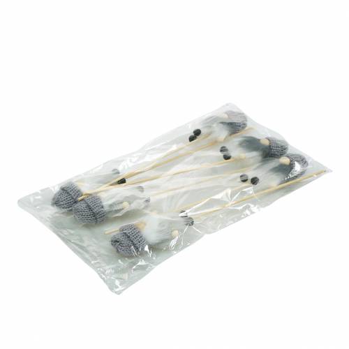 Floristik24 Kukkatulppa gnome villahatulla harmaa 8,5cm L29cm 6kpl