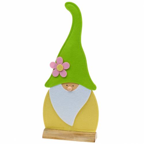 Gnome-kääpiö huopana vihreä, keltainen, valkoinen, vaaleanpunainen 33cm × 7cm H81cm näyteikkunaan