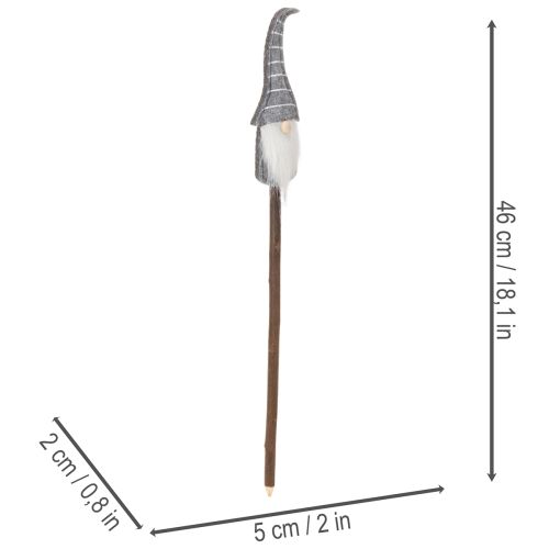 Tonttuhahmo raidallisella hatulla puisella kepillä, 46 cm, 6 kpl | Floristik24.fi