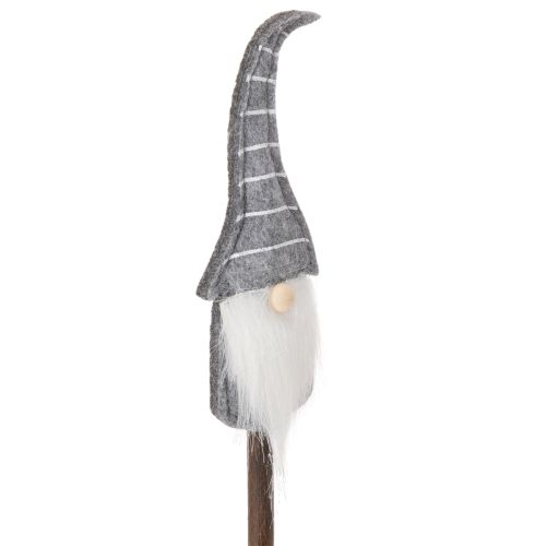 Tonttuhahmo raidallisella hatulla puisella kepillä, 46 cm, 6 kpl | Floristik24.fi