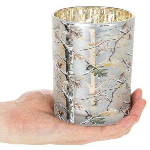 Lasilyhty oksakuviolla, kultainen sisus, 12 cm | Floristik24.fi