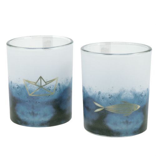 Floristik24 Tuulivalot sinivalkoisia veneiden ja kalojen kanssa Ø6cm