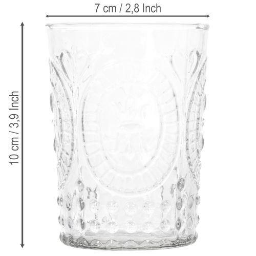 Lasinen hurrikaanilyhty, kynttilänjalka, tuikkukynttilälyhty, lasia Ø7,5 cm, korkeus 10 cm | Floristik24.fi