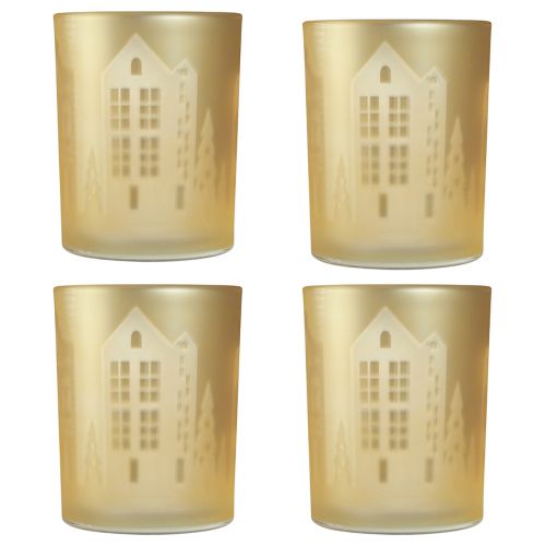 kohteita Lyhty lasi hopea kulta kaupunki siluetti H12,5cm 4 kpl