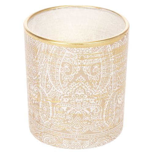 Lasinen tuikkupidike paisley-kuviolla, Ø8cm, korkeus9cm, 2 kpl | Floristik24.fi