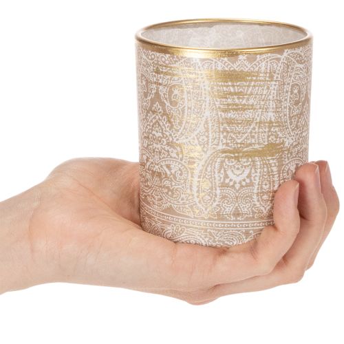 Lasinen tuikkupidike paisley-kuviolla, Ø8cm, korkeus9cm, 2 kpl | Floristik24.fi