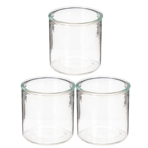 Lasinen lieriömäinen maljakko, läpinäkyvä, monikäyttöinen, 10 cm, 3 kpl | Floristik24.fi