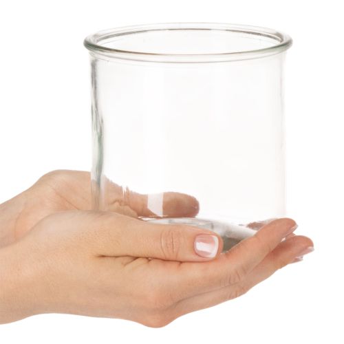 Lasinen tuikkukuppi, pyöreä, kirkas lasi, monikäyttöinen, 12 cm, 2 kpl | Floristik24.fi