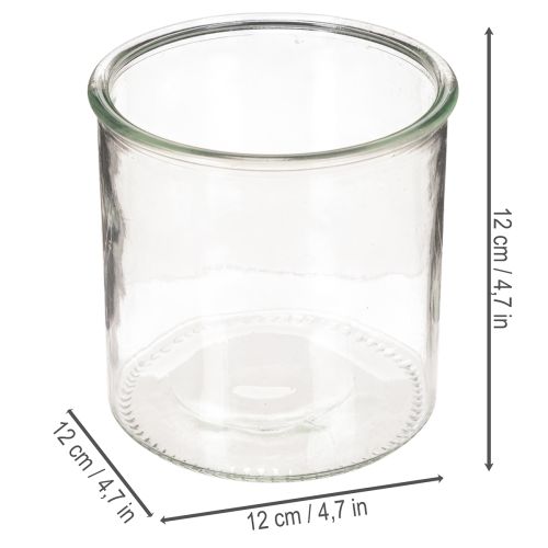 Lasinen tuikkukuppi, pyöreä, kirkas lasi, monikäyttöinen, 12 cm, 2 kpl | Floristik24.fi