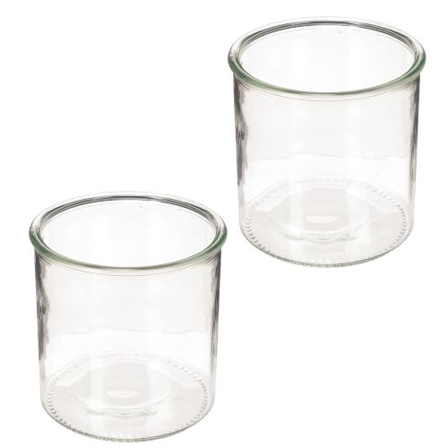 Lasinen tuikkukuppi, pyöreä, kirkas lasi, monikäyttöinen, 12 cm, 2 kpl | Floristik24.fi