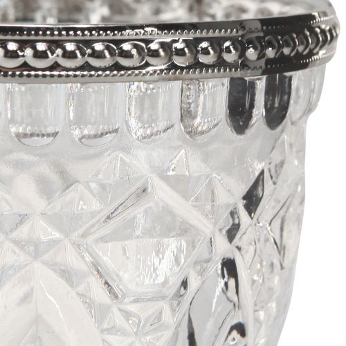 Floristik24 Lyhtylasi metallireunalla kirkas Ø9cm K10,5cm 6 kpl