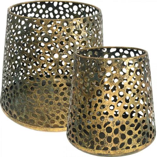Tuulivalolyhty kultainen Ø14/20,5cm H14,5/19,5cm 2 kpl setti