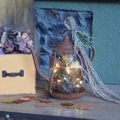 Floristik24 Lyhty metallinen lasi teekannu patina koriste Ø15cm H26cm