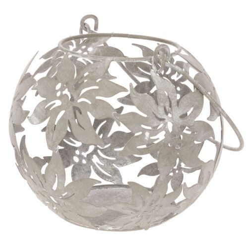 Metallinen riippuvalaisin, tuulivalo, harmaa, Ø14 cm, korkeus 13 cm | Floristik24.fi