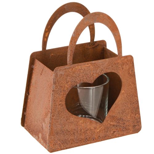 Lyhty metallinen pussi ruosteenvärinen lasitäytteellä K15cm 2kpl