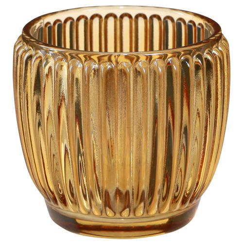 Floristik24 Lyhty Oranssi kynttilänjalka Lasi Retro Ø7cm K7cm 6 kpl