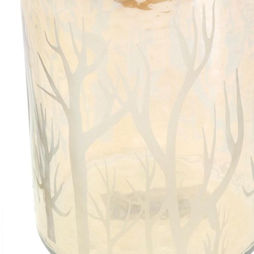 kohteita Lantern Glass Deco Trees Ruskea Tealight lasi Ø9,5cm K13,5cm