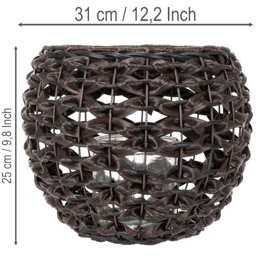 Punottu tuikkukuppi, musta ja ruskea, kesäkoriste, Ø31cm, korkeus 25cm | Floristik24.fi