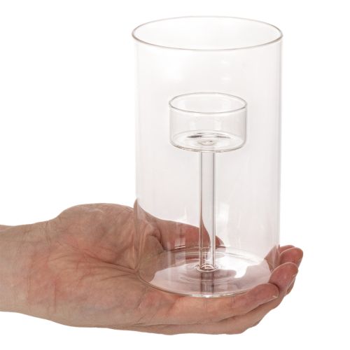 Lasinen kynttilänjalka pylväskynttilöille, sisäkkeellä, 15 cm, 2 kpl | Floristik24.fi