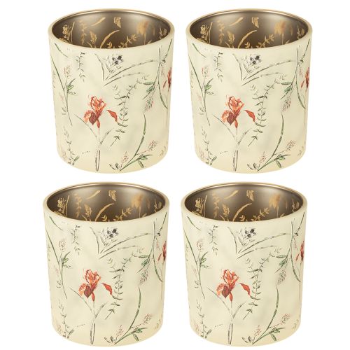 kohteita Koristeellinen lasilyhty kukka-aiheella tunnelmalliseen sisustukseen, 8 cm, 4 kpl.