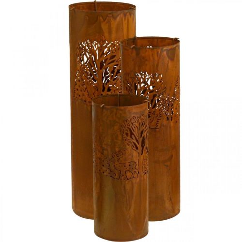 Kynttilänjalan ruosteen näköinen koristepeura 30/38,5/45cm 3 kpl setti