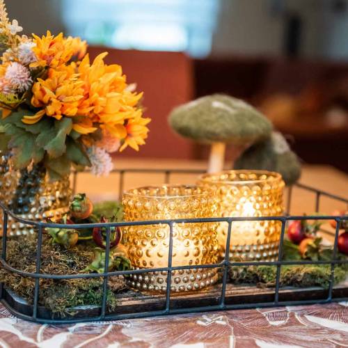 Floristik24 Lyhty lasikeltaista, kultaa Ø8.5cm H8cm 4kpl