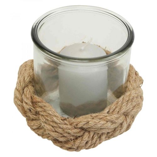 Floristik24 Lyhty lasi luonnonkuituhamppu punottu Ø13cm K10cm