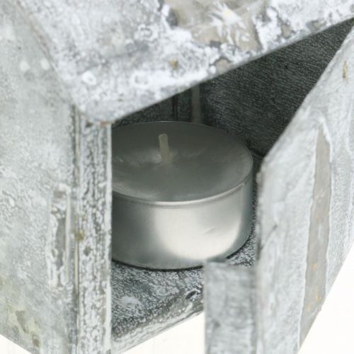 kohteita Lyhty talo metallinen nuhjuinen chic pesty valkoinen, ruoste H11cm