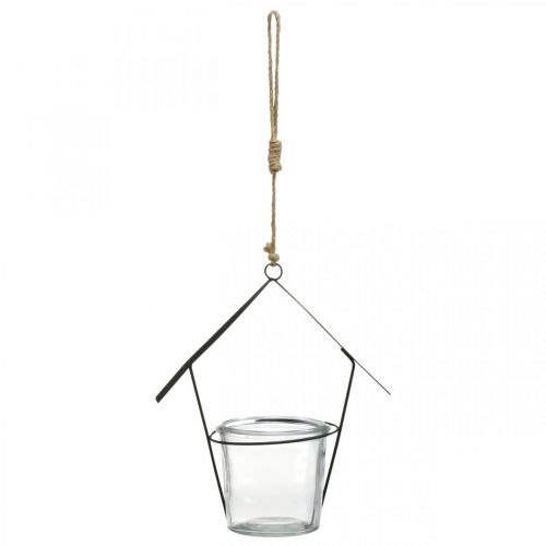 kohteita Lyhtytalo, kynttilänjalka ripustettavaksi, metallikoristeet, lasi H21,5cm 2kpl