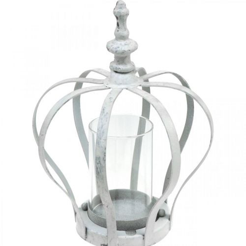 Tuulenkevyt kruunu, metallikoristeet vintage-tyyliin, valkoinen shabby chic Ø14cm H19cm