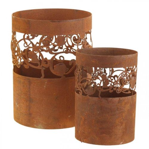Lyhty metallinen kynttilänjalka patina Ø10/14,5cm 2 kpl setti