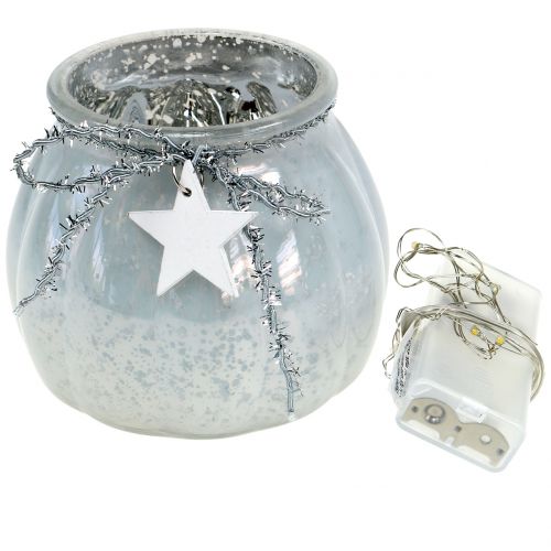 Floristik24 Valkoinen lyhty LED-valolla Ø11cm H10cm