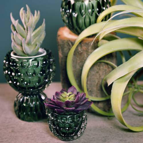 Floristik24 Lasi lyhty tummanvihreä Ø11.5cm H9cm 1p