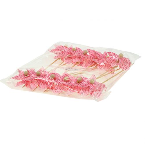 Floristik24 Tuulimylly mini punainen-valkoinen Ø9cm 12kpl