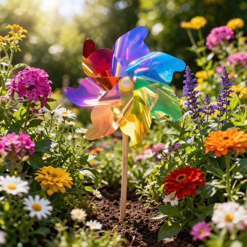 kohteita Tuulimyllyparveke, värikäs katseenvangitsija, kesäpuutarhan koriste, 75 cm