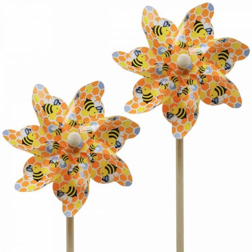 kohteita Pinwheel Bee puinen puutarhatuulimylly Ø17cm K48cm 4kpl