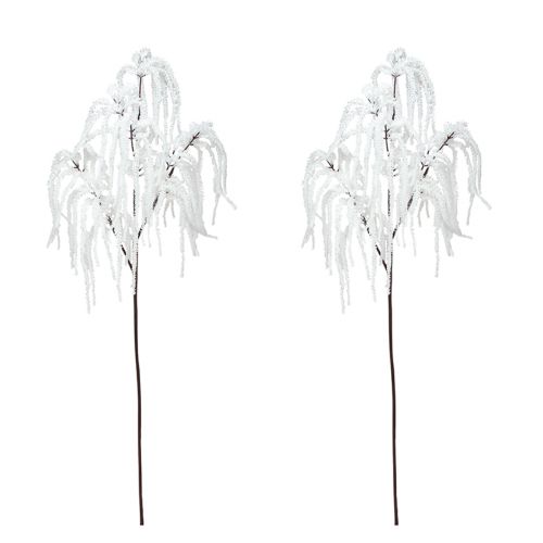 Floristik24 Koristeellinen oksa itkevä paju talvikoristelu valkoinen glitter 82cm 2kpl