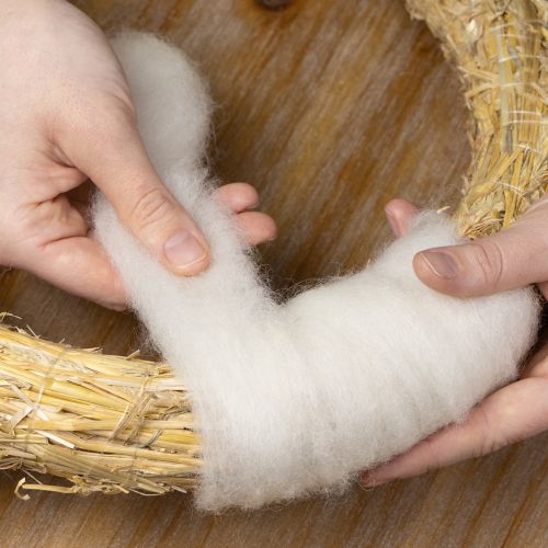 kohteita Villanyöri, valkoinen villanauha, 2m, koristevillaa askarteluun ja paketointiin