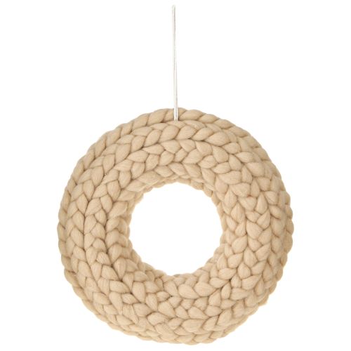 kohteita Villahuopakoristeseppele vaaleanruskeaan ripustukseen Ø25cm L4cm
