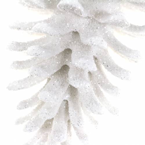 kohteita Joulukuusikoristeet käpyjä valkoinen glitter 9cm x 4,5cm 6kpl