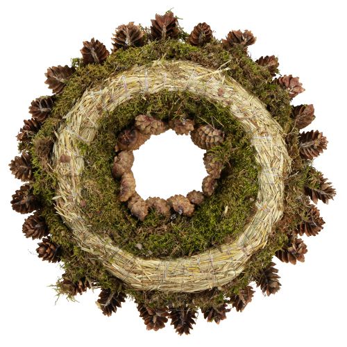 kohteita Käpyseppele sammalilla Iso kuusenkäpyistä tehty seppele Ø45cm